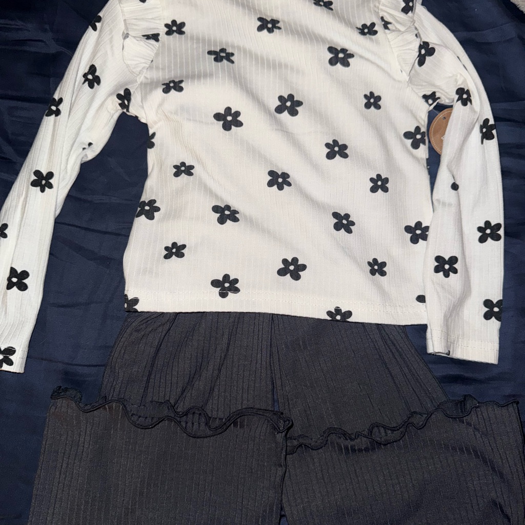 Floral Black And White Kids Outfit